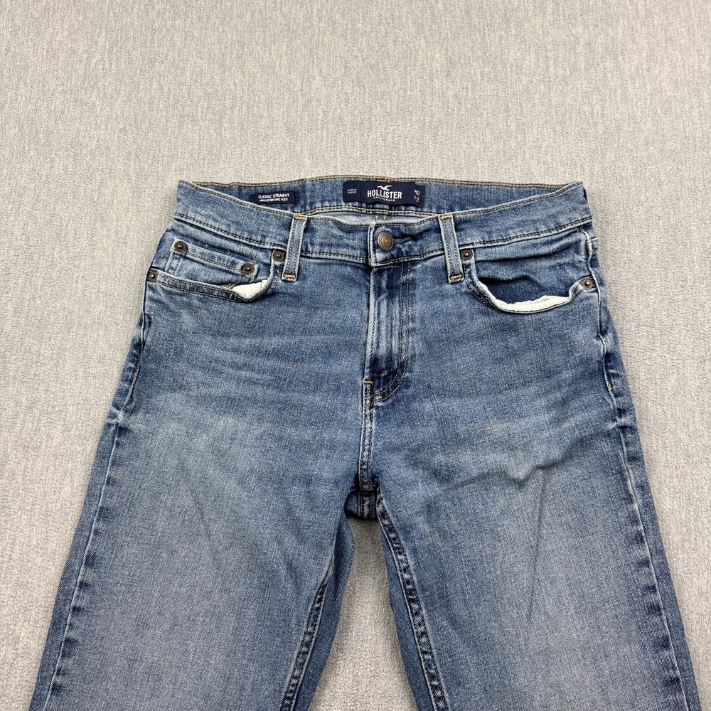 Hollister Jeans Men 30x30 Blue Epic Flex Straight Slim Fit Light 5-Pocket Cotton - Picture 2 of 14